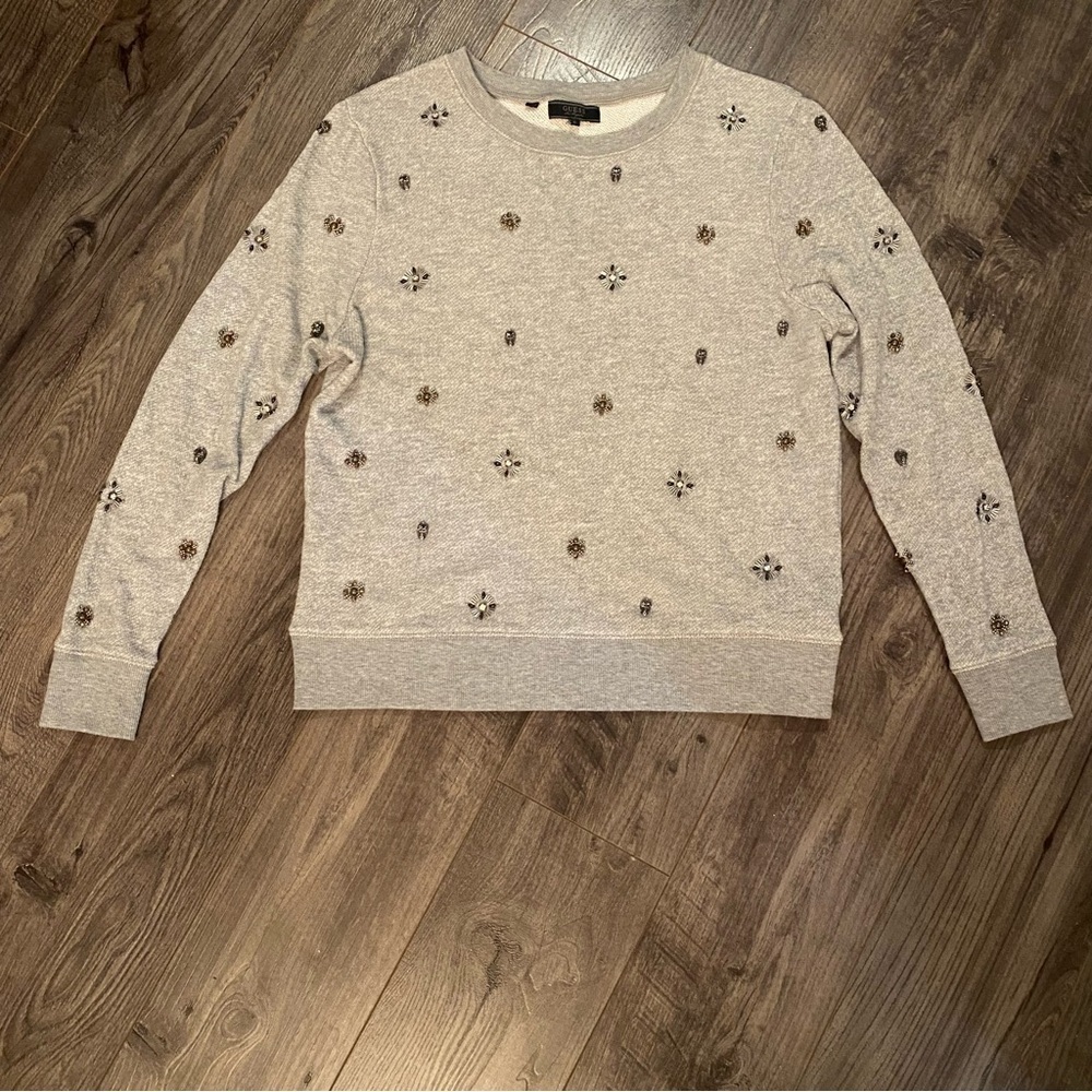 Guess sweater skull embellished star burst atomic bead work accents crew neck
